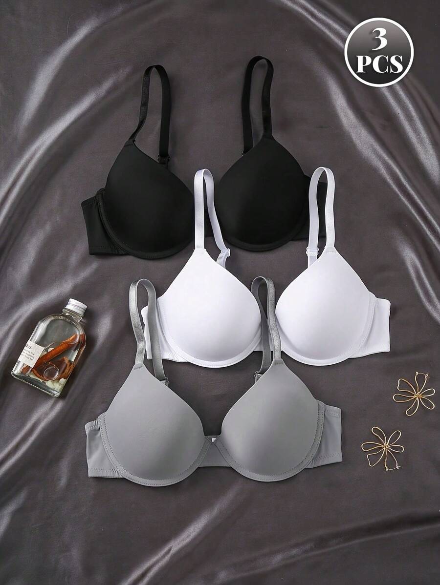 Peach Girl 3 Packs Multi-Color Simple Women's Underwear Push-Up Smooth Comfortable Bra - Multicolor - View 1