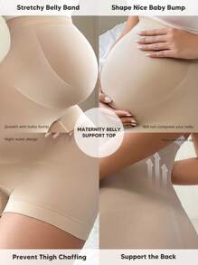 女士高腰孕妇腹部支撑短裤，配有可扩展腹部面板