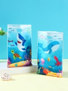 10/25/50 件海洋动物图案礼品袋，鲨鱼章鱼动物主题生日派对家庭节日派对装饰用品，感谢礼品袋，多用途礼品包装用品情人节 - 海洋動物 - 查看 3