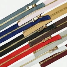 5pcs #5 Light Gold Metal Zippers, Y Teeth Single Sliders, Suitable For Jackets, Coats, Down Jackets, Multiple Colors & Sizes Available