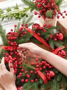 12/6/1pc Artificial Red Lingonberry/Cowberry Fruits, Holiday Decorative Fake Berries - Multicolor - View 4