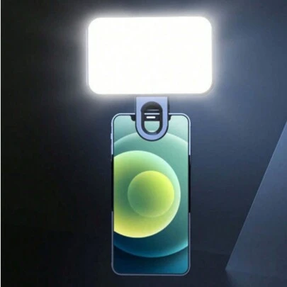 LED 补光灯自拍灯、LED 手机补光灯、便携式补光灯 3 种照明模式、便携式迷你夹式补光灯、化妆、直播、变焦会议可充电夹式视频/照片灯，适用于手机、相机