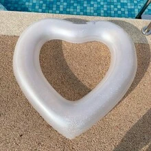 1pc Sequin & Pearl Heart Shaped Adult Swimming Float Circle, Outdoor Pool Party Floatie