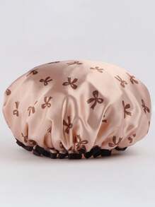 1 pieza Gorro de baño impermeable de doble capa con estampado de lazo, gorra protectora para el cabello para la cocina, limpieza, ducha, unisex
