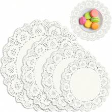 100 Pcs Round White Paper Doilies, Lace Paper Placemat, Doily Disposable Paper Table Mat, Suitable For Food, Cake, Crafts, Parties, Weddings, Tableware Decoration,Round Paper Doilies Disposable Decoration For Table Decoration, Banquets, Birthdays, Holidays, Parties - White - View 1
