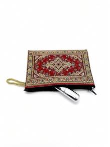 4"X6" Vintage Style Gold Thread Embroidered Zipper Wallet, Suitable For Daily Use, Women Mini Coin Purse - Multicolor - View 3