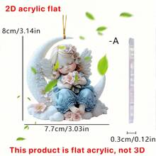 1PC 2D Cute Moon Angel Acrylic Pendant, Multi-Function Pendant Holiday Decorations, Car Interior Rearview Mirror Decoration Pendant Backpack, Keychain, Home Decoration And Other Multi-Scene Atmosphere Pendant, Perfect Gift Choice.