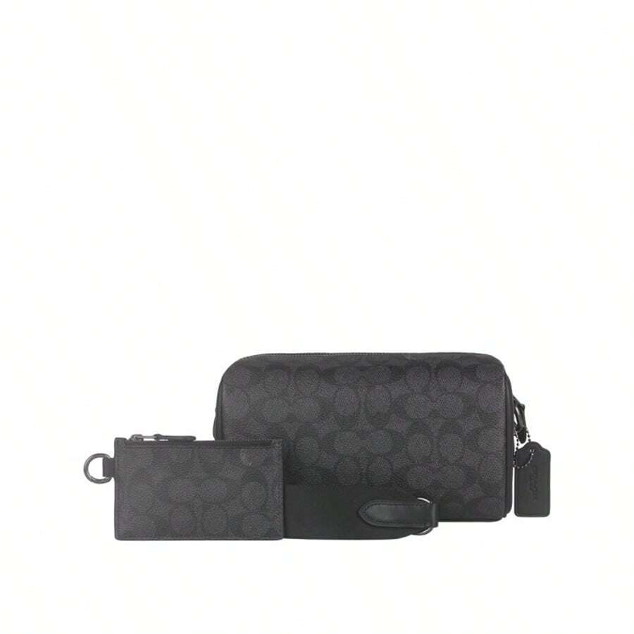 Coach Men's PVC With Leather Shoulder Crossbody Bag CV762QBMI5 - CV762QBMI5 Black Gray - View 1