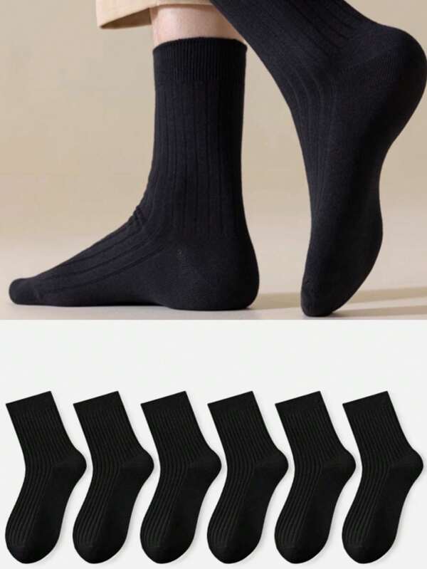 KIT 3PARES.6PARES.12 PARES de meias masculinas pretas com agulha dupla, cano alto, esportivas, grossas, casuais, tamanhos 40-46