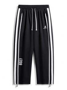 3pcs Plus Size Straight Leg Pants, Loose Drawstring Waist Solid Color Casual Sweatpants - Multicolor - View 9