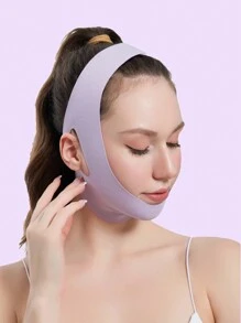 1pc Women V-Shaped Face Bandage, Breathable & Skin-Friendly, Soothes Facial Muscles, Yoga Assistance Elastic Band, Sleep Anti-Snoring Jaw-Tightening Band