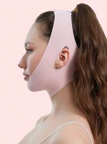 1pc Women V-Shaped Face Bandage, Breathable & Skin-Friendly, Soothes Facial Muscles, Yoga Assistance Elastic Band, Sleep Anti-Snoring Jaw-Tightening Band
