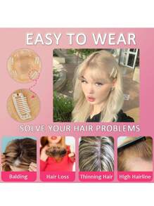 613 Blonde Human Hair Toppers For Women 150% Density Silk Base Clip In 14 * 16cm Hair Topper Real Human Hair For Women With Thinning Hair Cover Grey Hair Root