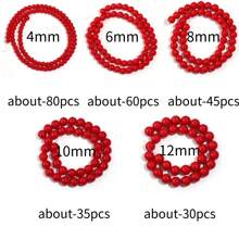 1 件天然红宝石圆珠 4/6/8/10/12 毫米，时尚手工 DIY 散珠，适用于手链、项链、珠宝、手机链、钥匙扣、批发工艺珠 - 紅色石珠 - 查看 6
