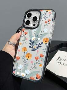 Summer Spring 1pc Fashion Dual Color Transparent Floral Print Shockproof Phone Case, Compatible With Iphone11 12 13 14 11Promax 12Promax 13Promax 14Promax XR 15 15PRO 15PROMAX 16 16PRO 16PROMAX Waterproof Anti-Fall Scratch Resistant