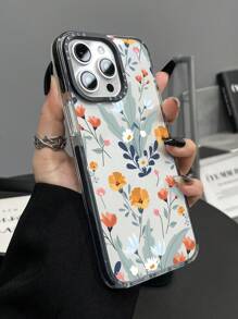 Summer Spring 1pc Fashion Dual Color Transparent Floral Print Shockproof Phone Case, Compatible With Iphone11 12 13 14 11Promax 12Promax 13Promax 14Promax XR 15 15PRO 15PROMAX 16 16PRO 16PROMAX Waterproof Anti-Fall Scratch Resistant