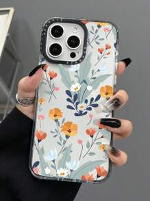 Summer Spring 1pc Fashion Dual Color Transparent Floral Print Shockproof Phone Case, Compatible With Iphone11 12 13 14 11Promax 12Promax 13Promax 14Promax XR 15 15PRO 15PROMAX 16 16PRO 16PROMAX Waterproof Anti-Fall Scratch Resistant