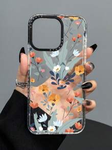 Summer Spring 1pc Fashion Dual Color Transparent Floral Print Shockproof Phone Case, Compatible With Iphone11 12 13 14 11Promax 12Promax 13Promax 14Promax XR 15 15PRO 15PROMAX 16 16PRO 16PROMAX Waterproof Anti-Fall Scratch Resistant