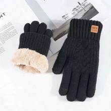 2pcs Winter Gloves Thermal Lined Thick, Korean Style, Cute, Anti-Cold, Touchscreen, Knitted, Random Colors & Letters - Multicolor - View 14