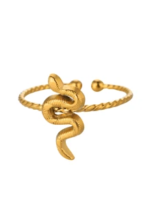 1 st. Gouden Kleur Roestvrijstalen Slangenringen Voor Vrouwen Mannen Open Verstelbare Ring Vintage Gotische Punk Feest Esthetische Sieraden