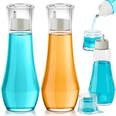 150ml/260ml Glass Mouthwash Dispenser For Bathroom Small Clear Refillable Mouth Wash Container Bottle With Lid Cup For Countertop Home Bathroom Decor Fall Decor Back To School