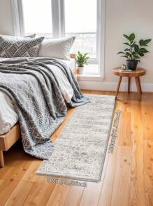 1 件灰色欧洲复古波西米亚风格水晶天鹅绒地毯，850g/M²，厚 0.8cm，矩形，防滑可洗，装饰地毯，适用于客厅、厨房、餐厅、办公室、所有季节