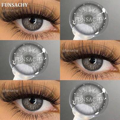 FUNSACHY Gray Contact Lenses 14.2mm Natural Soft Lenses Annual Disposable Halloween Costume Cosplay