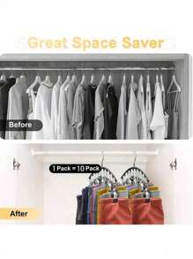 2pcs/1pc Clothes Hanger, Hanging Rack Space-Saving Curved Hanger For Yoga Pants And Leggings - Closet Organizer With 10 Clips, Pants Socks Hanger For Clothes Shops - View 6