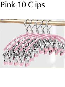 2pcs/1pc Clothes Hanger, Hanging Rack Space-Saving Curved Hanger For Yoga Pants And Leggings - Closet Organizer With 10 Clips, Pants Socks Hanger For Clothes Shops - View 9