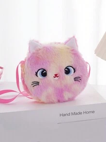 儿童毛绒猫斜挎包零钱包小学生节日礼物卡通包 - 彩色 - 查看 10