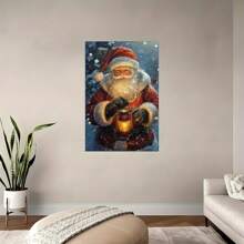 Christmas Poster Santa Claus Wall Art Decoration, Canvas Printing Vintage Poster, Suitable For Room Aesthetics, Bedroom, Bathroom, Living Room, Bar, Office, Dormitory Decoration, IDEAL GIFT-1 Pc Wooden Framed Canvas Painting Thickness Cm/0.9inch High Quality Wall Art Prints Poster Direct Hanging Wall Picture Decor For Home Gifts, Christmas Gift, Living Room, Bath Room, Bedroom, Kitchen