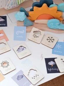 1 套木制儿童绘画模板，木制 DIY 绘画涂鸦板，包括天气、动物等各种主题，适合家庭、学校、艺术创意玩具、男孩和女孩的礼物