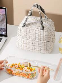 1pc Large Capacity Lunch Bag, Thermal Insulated Lunch Tote Bag For Boys & Girls School, Picnic, Lunch Box Cooler Bag, Portable Canvas Lunch Bag Carry Bag For Work, School, Outdoor, Gift For Children, Birthday, Christmas, Valentine's Day, Teacher's Day