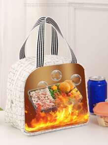 1pc Large Capacity Lunch Bag, Thermal Insulated Lunch Tote Bag For Boys & Girls School, Picnic, Lunch Box Cooler Bag, Portable Canvas Lunch Bag Carry Bag For Work, School, Outdoor, Gift For Children, Birthday, Christmas, Valentine's Day, Teacher's Day