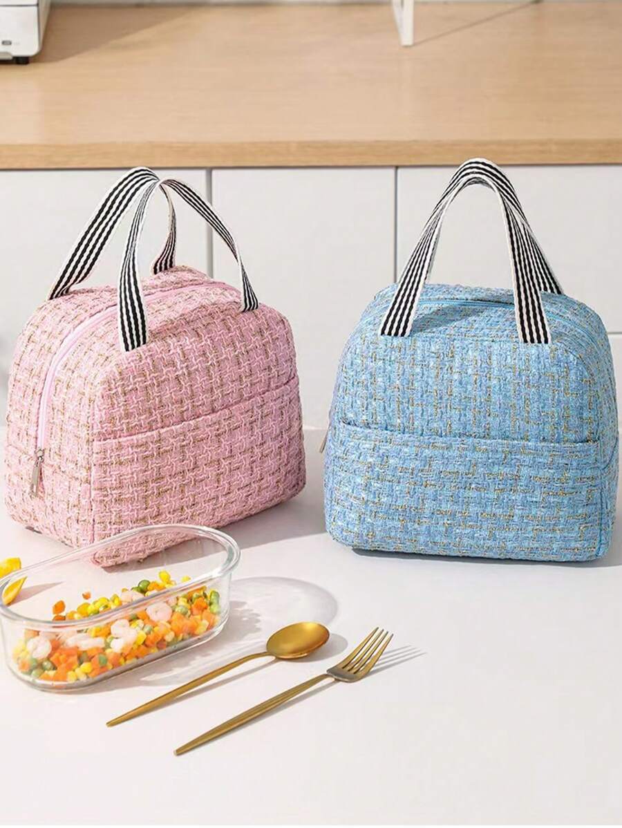 1pc Large Capacity Lunch Bag, Thermal Insulated Lunch Tote Bag For Boys & Girls School, Picnic, Lunch Box Cooler Bag, Portable Canvas Lunch Bag Carry Bag For Work, School, Outdoor, Gift For Children, Birthday, Christmas, Valentine's Day, Teacher's Day