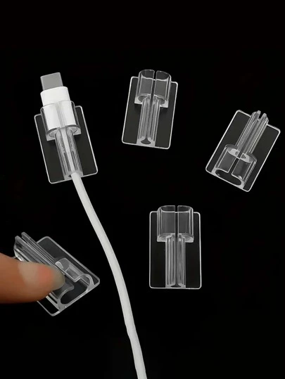 5pcs Transparent Mobile Phone Charging Cable Clips, Protective Data Cable Holders