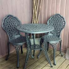 Lazy Susan Ivy 2-Sitzer-Bistro-Set | Aluminiumguss-Gartenmöbel-Set | Wetterfest | Wartungsfrei | 2 x Bistro-Stühle | Schiefergrau - Schiefergrau - Übersicht 1