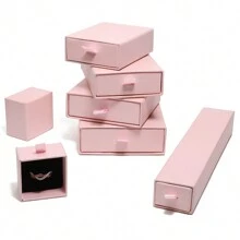 1pc Pink Paper Elegant Jewelry Gift Drawer Type Boxes For Necklaces Earrings & Rings - Perfect For Wedding Favors & Small Business Packaging, Jewelry Making Display & Packaging Supplies, Beading&Jewelry Making - Pink - View 9