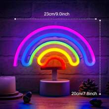 1pc Rainbow Bridge Neon Sign Decorative Light, Battery Or USB Powered, Rainbow Neon Light Size 30x16.5cm/11.8x6.49in, Suitable For Bedroom, Yard, Bar, Birthday Party, Proposal, Wedding, Graduation, Valentine's Day, Mother's Day, Christmas Decoration And Gift, Game Room Atmosphere Light