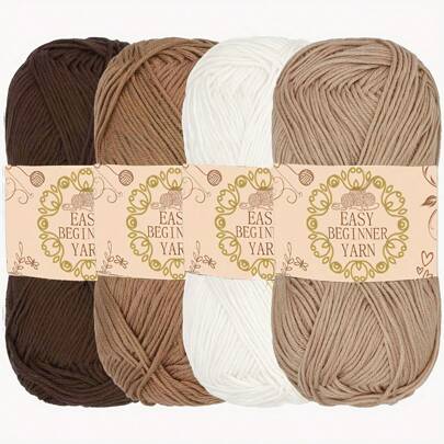 4pcs/Set 200g Crochet Acrylic Soft Yarn, Suitable For Beginner DIY Clothes, Cushions, Dolls, Bags, Bouquets, Crafts In Multiple Colors