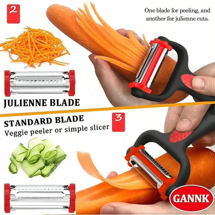 Lot De 4 Éplucheurs Légumes Rotatifs - Acier Inoxydable 304 - Poignée Ergonomique Anti-dérapante - Multicolor