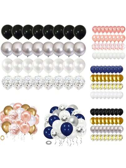 海军蓝和金色气球，20 个海军蓝珍珠白铬金金属乳胶气球和彩色纸屑派对气球，适用于男士、婚礼、生日、毕业派对装饰