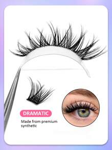 Asiteo 100 piezas de pestañas postizas con rizo D-Curl y efecto abanico - Fácil de usar una sola vez en casa, aspecto natural, duraderas y reutilizables, adecuadas para maquillaje diario - Negro - Ver 5