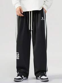 3pcs Plus Size Straight Leg Pants, Loose Drawstring Waist Solid Color Casual Sweatpants - Multicolor - View 2