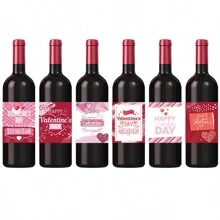 12 件情人节酒瓶粉色贴纸标签，情人节快乐瓶贴，适用于情人节派对装饰，返校情人节