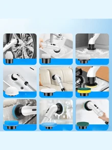 Escova 9 Em 1 Recarregável De Limpeza Ajustável Janelas Banheiros Cozinhas