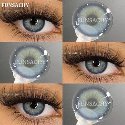 FUNSACHY 14.2mm Natural Color Soft Disposable Contact Lenses, Grey, For Halloween Cosplay