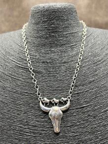 1pc Fashion Retro Western Style Metal Chain/Turquoise Pendant Necklace, Suitable For Women, Girls, Men, Boys To Match Daily Outfit, Party Accessories, Jewelry, Gift For Family/Friends/Yourself