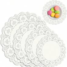 100 Pcs Round White Paper Doilies, Lace Paper Placemat, Doily Disposable Paper Table Mat, Suitable For Food, Cake, Crafts, Parties, Weddings, Tableware Decoration,Round Paper Doilies Disposable Decoration For Table Decoration, Banquets, Birthdays, Holidays, Parties - White - View 11