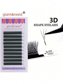 10 fileiras de Cílios Postiços Glam&Need com Formato de Flor Automático, Volume, Bloom 3D, Pré-fabricado, Fans Naturais, Macios, Luz, Cílios Individuais Densos Falsos de Vison